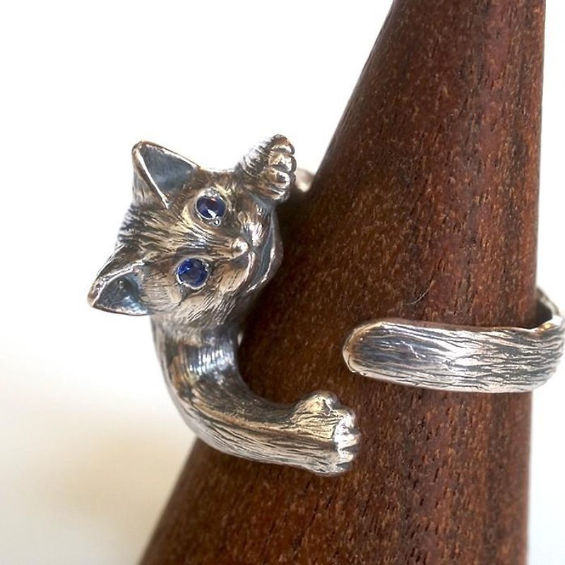 猫リング　レオ クリクリ瞳バージョン - 戒指 - 其他金屬 