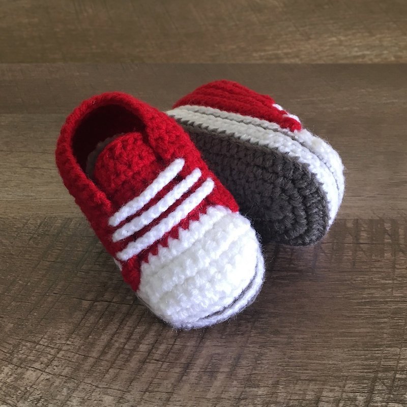 Sporty Toddler Sneaker Stylish Toddler Shoes Red Crochet Baby Booties Footwear - 男/女童鞋 - 壓克力 紅色