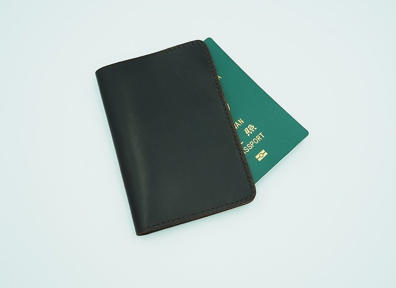 Dark coffee partial black-simple design of passport holder - ที่เก็บพาสปอร์ต - หนังแท้ สีดำ