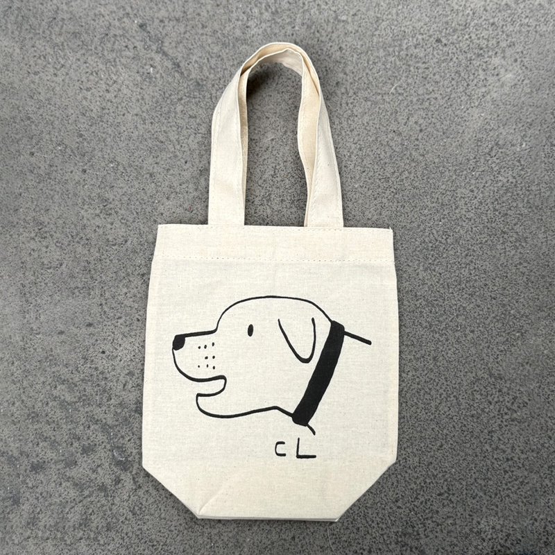Tony Dog One-Cup Bag - กระเป๋าถือ - ผ้าฝ้าย/ผ้าลินิน ขาว