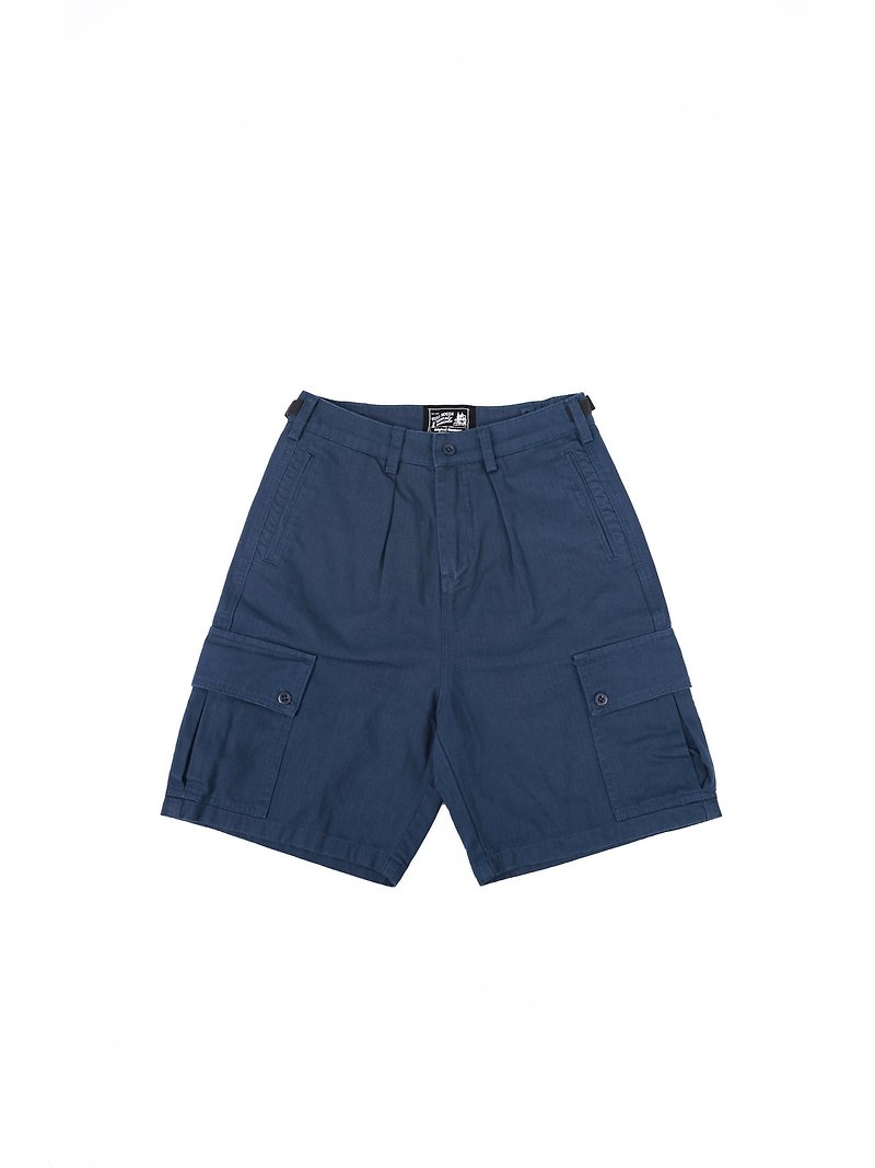 [Buy one get one free local shipping] HBT04 Army Shorts Herringbone Military Shorts - Unisex Pants - Cotton & Hemp Blue