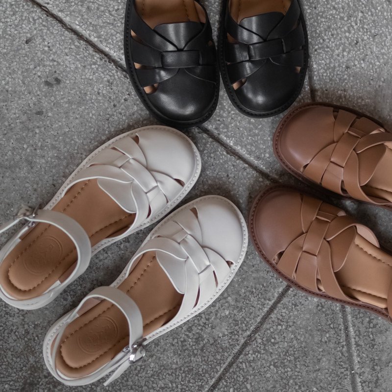 [100 off for first 5 people] Discount code [L0025] Woven handmade sandals_off-white - Sandals - Genuine Leather White