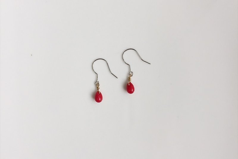 Budapest Red Pointer Simple Rain Drop Earrings - Earrings & Clip-ons - Gemstone Red