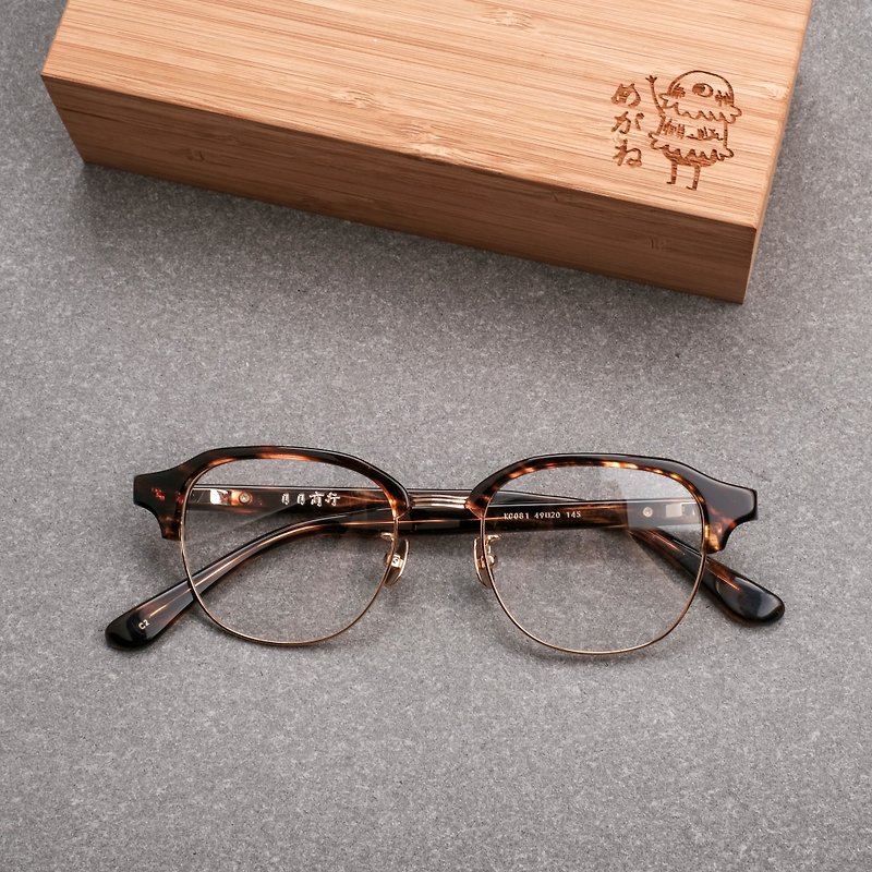 Korea hot versatile eyebrow glasses glasses for men and women 玳瑁 series titanium - กรอบแว่นตา - วัสดุอื่นๆ สีนำ้ตาล