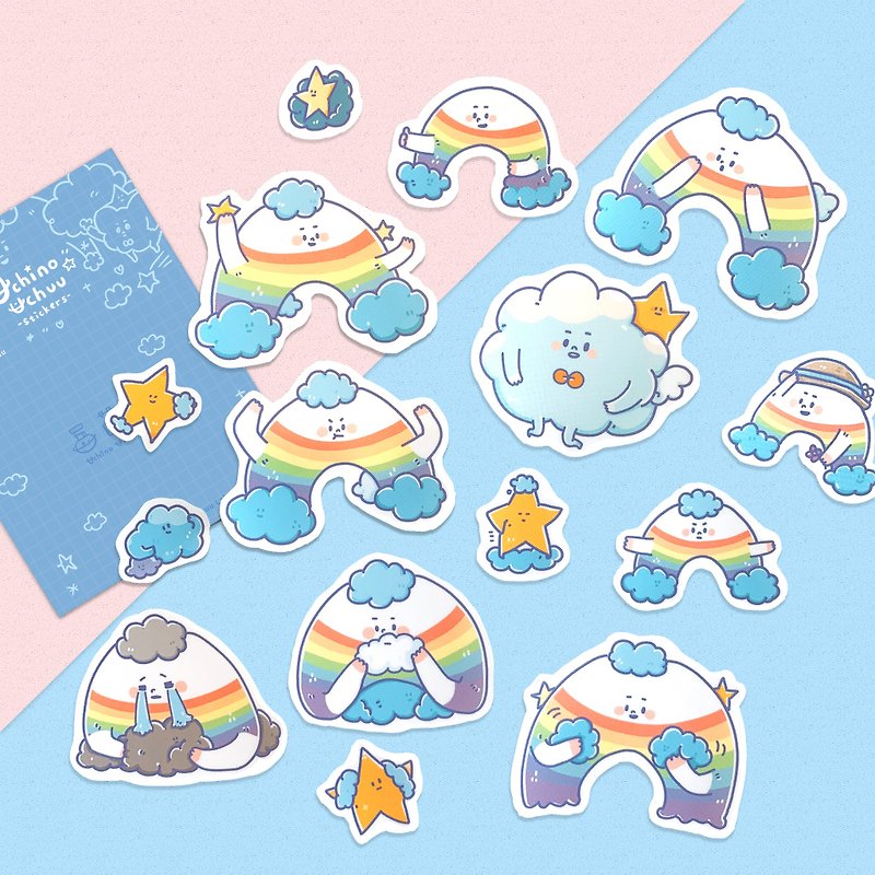 HAPPY LIFE Rainbow Cloud / Shaped Waterproof Sticker - Stickers - Paper Multicolor