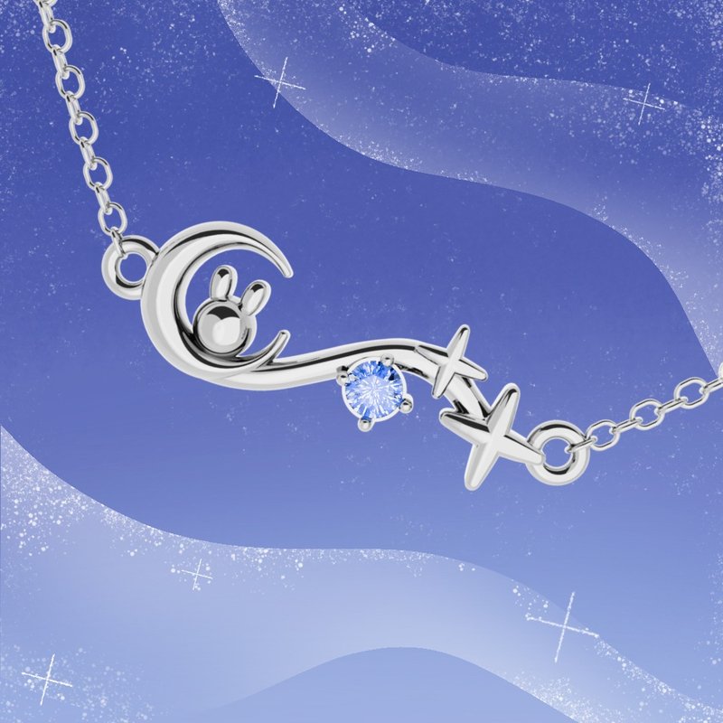 夢月 月漫流金 項鍊 | Moonlit Sparkles Necklace | Lumichu jew - 項鍊 - 不鏽鋼 銀色