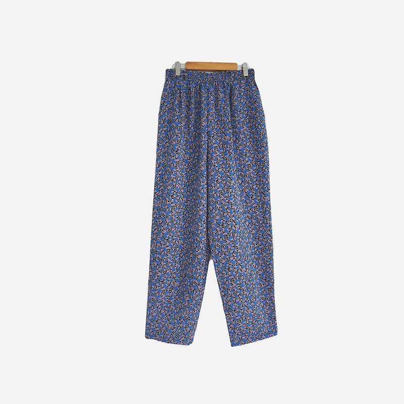 Dislocated vintage / Plant pattern trousers no.721 vintage - Women's Pants - Polyester Blue