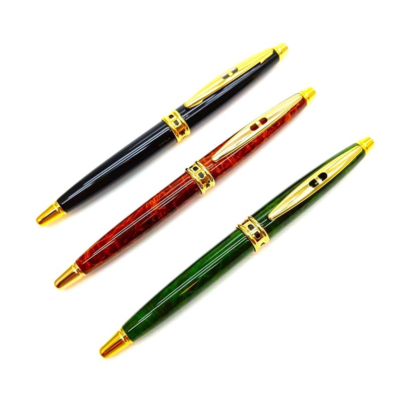 Symmetrical silk-patterned metal rotating parker refill with pen box and spare refill Tiger Crane - ปากกา - โลหะ 