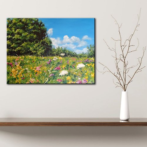 花卉植物風景画、手描きのオリジナルアート、花の絵 - ショップ 