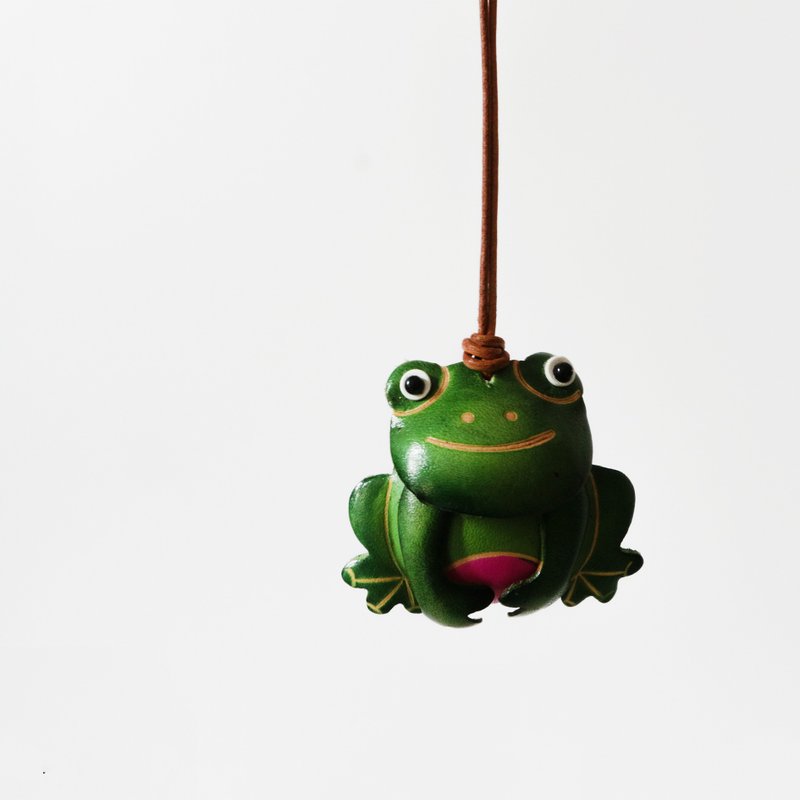 frog hanging tanned leather - Other - Genuine Leather Green