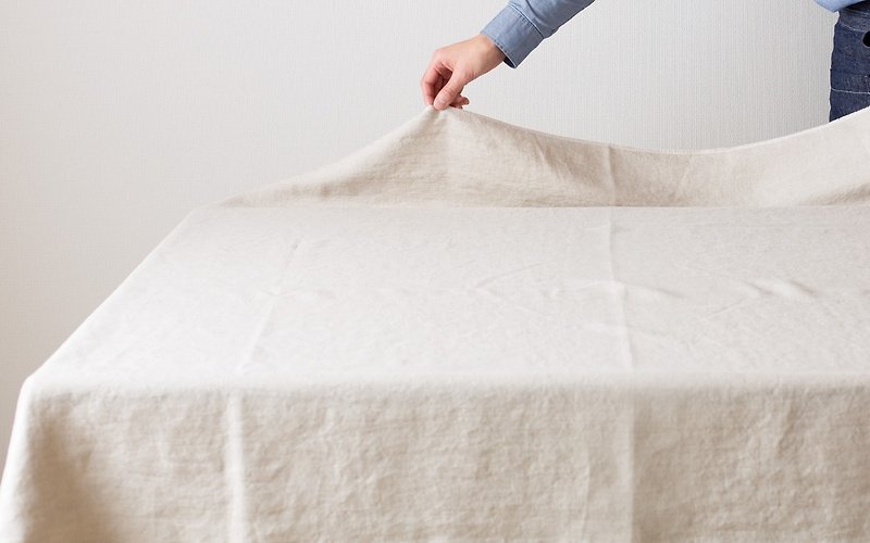 [Production after receipt of order] 110 × 140 cm Organic linen tablecloth # 40 Soft generation - เฟอร์นิเจอร์อื่น ๆ - ผ้าฝ้าย/ผ้าลินิน สีกากี