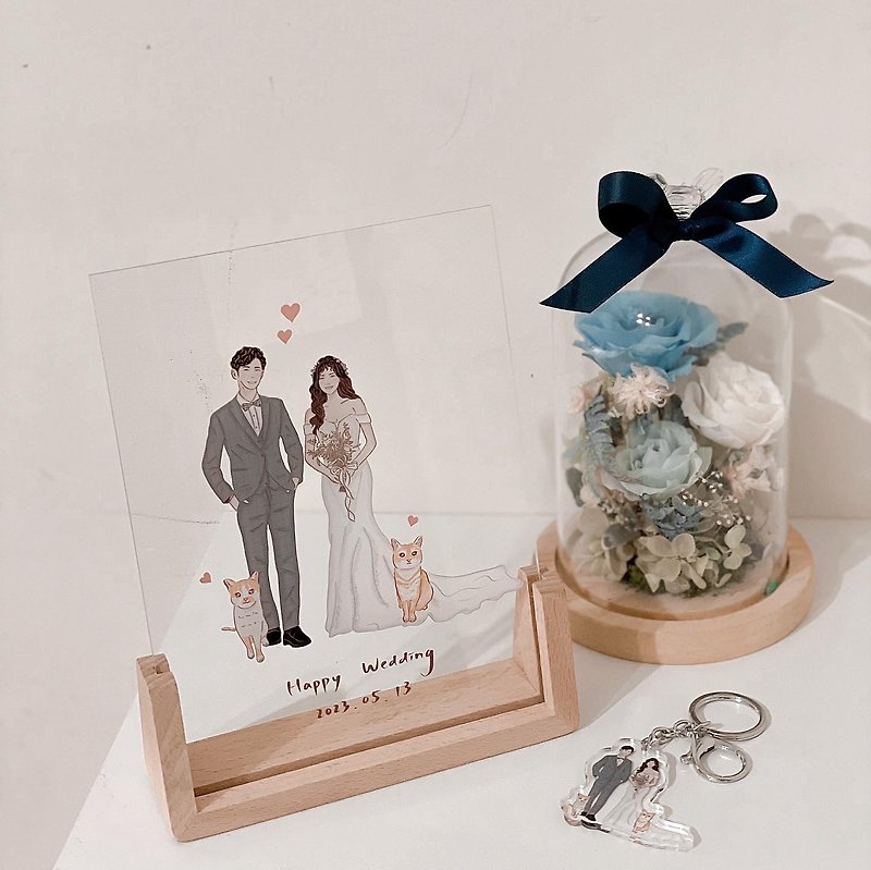 Xianyan-painted U-shaped photo frame Christmas set comes with a random material keychain - Items for Display - Acrylic 