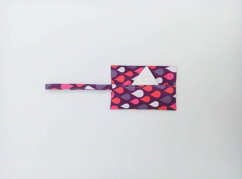 紫紅底水滴袖珍面紙套-防水 - 面紙盒 - 棉．麻 