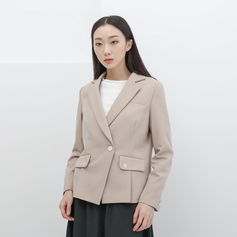 Rimu_Higurashi blazer_22AF303_apricot - Women's Casual & Functional Jackets - Polyester Khaki