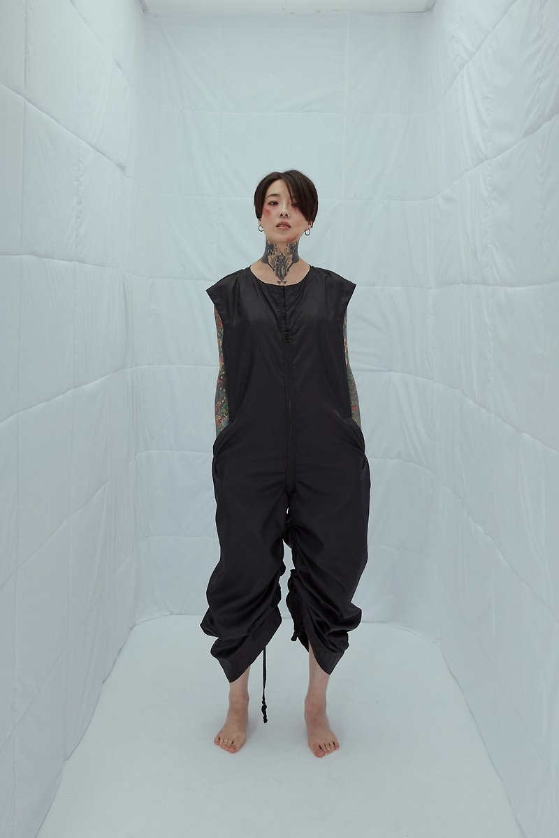 INF 18AW drawstring trousers jumpsuit - จัมพ์สูท - ผ้าฝ้าย/ผ้าลินิน สีดำ