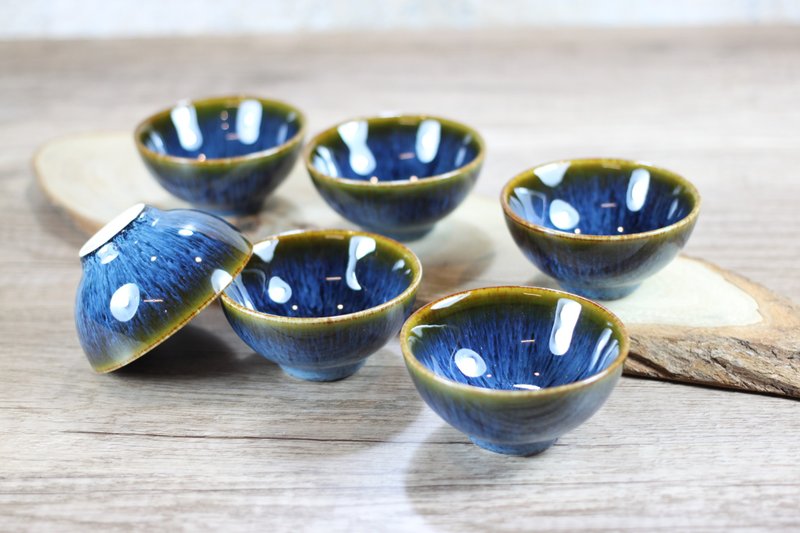 【送禮自用】湛海 天目釉 圓滿六杯組 鶯歌名家葉敏祥作品 - 茶壺/茶杯/茶具 - 瓷 
