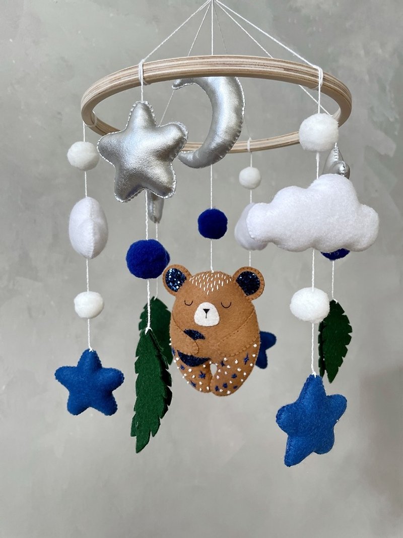 Woodland baby mobile boy, Crib mobile boy, Forest bear mobile, Nursery mobile - Kids' Toys - Eco-Friendly Materials Blue