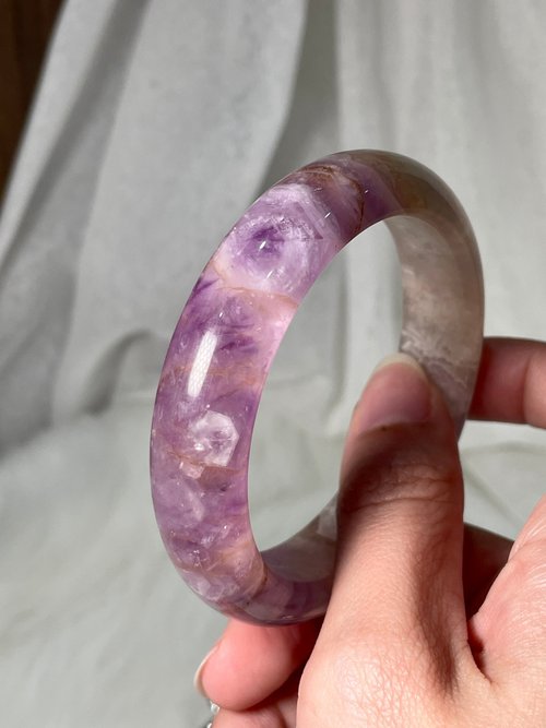0606169  天然瑪瑙水晶共生月型 夢幻紫粉晶×水晶瑪瑙共生月亮