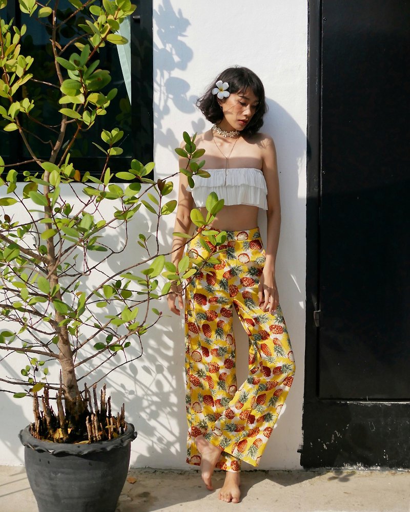 Summer Pants - Beach Pants, Pineapple Pants - Women's Pants - Other Materials Yellow