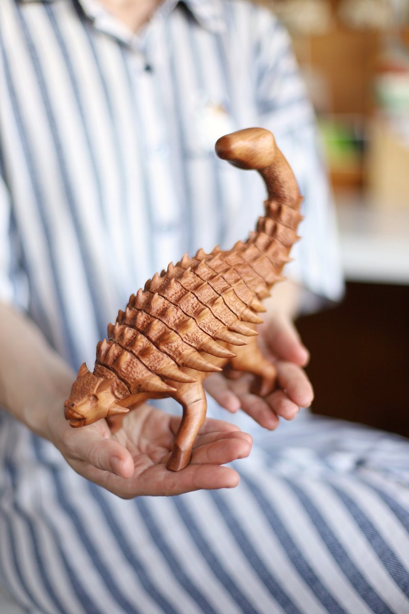Wooden dinosaur Ankylosaurus, wooden hand carved statue - 其他 - 木頭 