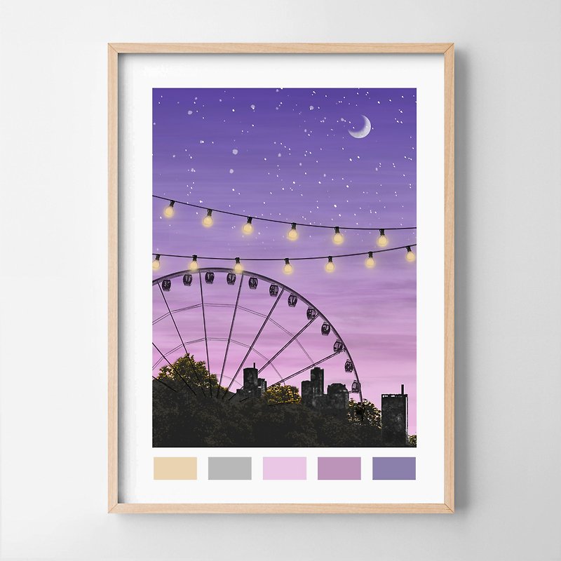 Ferris wheel print #2 painting decoration decoration bedroom bathroom dining room cafe - Items for Display - Paper 