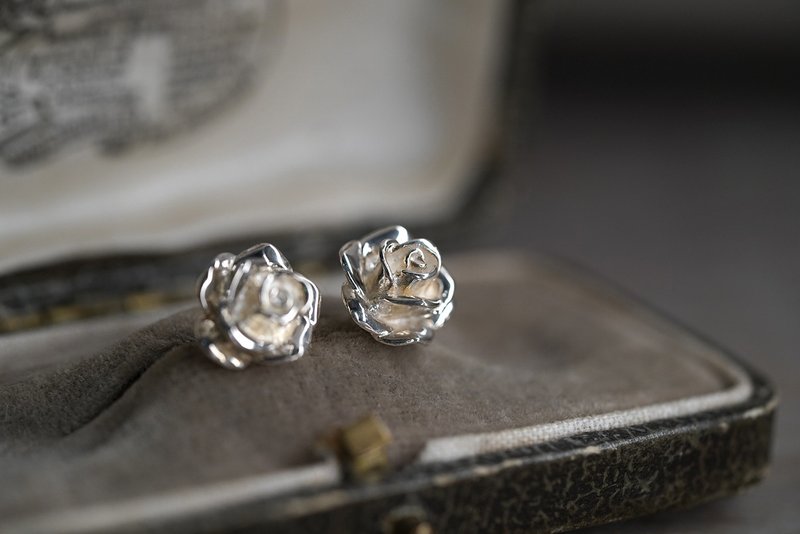 925 Silver 9mm Rose Stud Earring (Price per pair) - ต่างหู - เงินแท้ 
