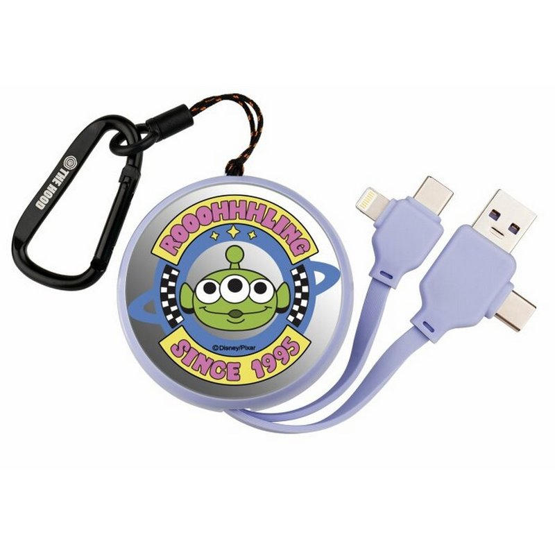 迪士尼三眼怪圖案 PD快充多合一伸縮鏡面充電線 便攜可伸縮式 - 行動電源/充電線 - 其他材質 白色