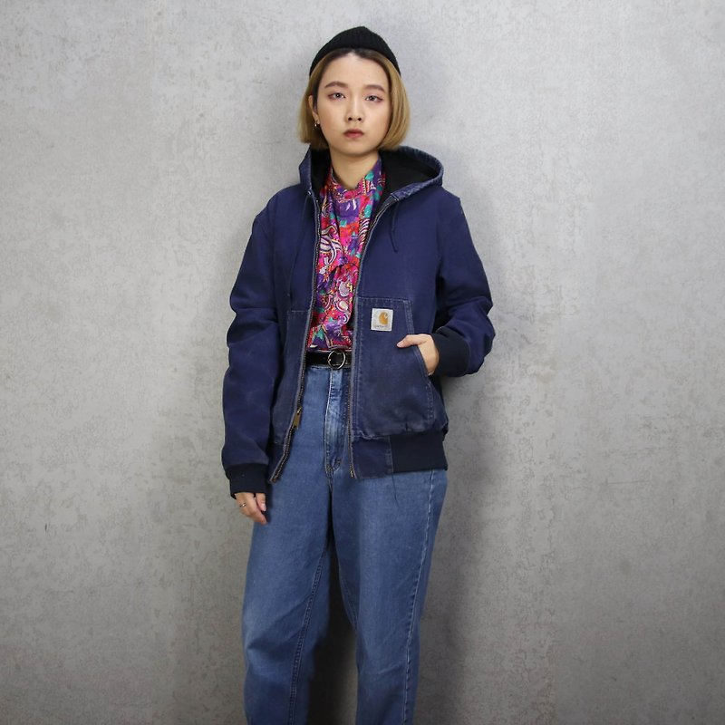 Tsubasa.Y Antique House 011 Carhartt Blue Hooded Jacket, Tooling Long Sleeve Jacket - Women's Casual & Functional Jackets - Other Materials 