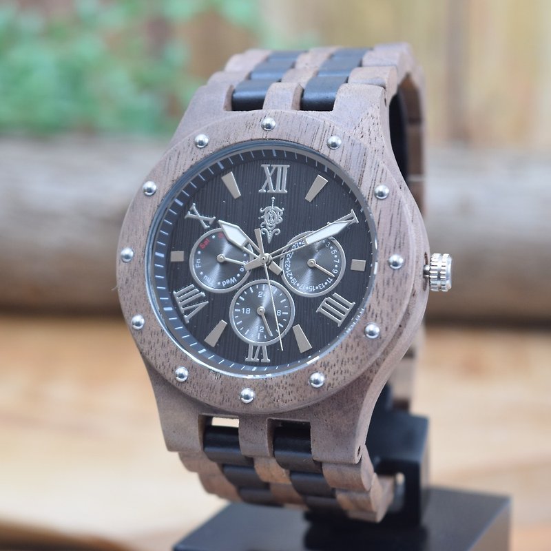 EINBAND Sand Walnut & Ebony 46mm Wooden Watch - Men's & Unisex Watches - Wood Brown