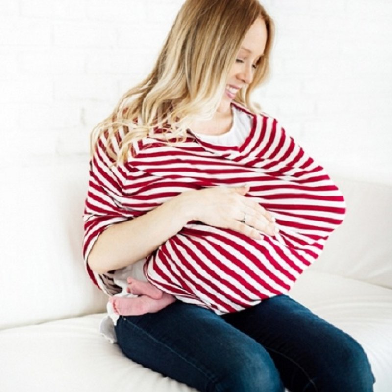 US Copper Pearl multi-function seat cover / breastfeeding towel red and white pinstripe X000ZX7OUH - Nursing Covers - Cotton & Hemp 