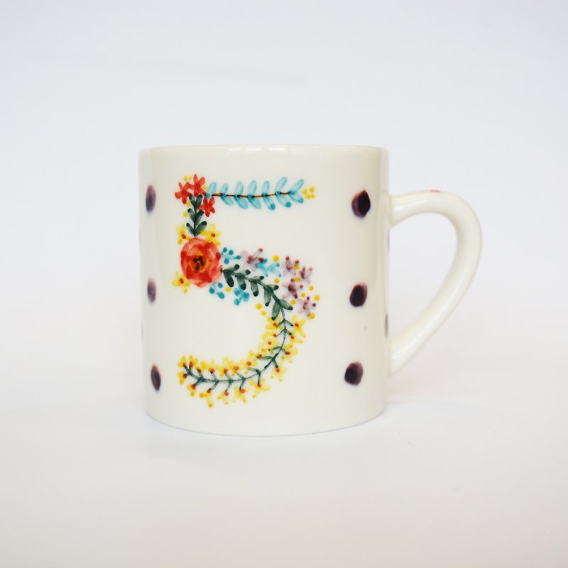 Small hand-painted mug - Lucky Number 5 (spot) Christmas, exchanging gifts, fast arrival - Mugs - Porcelain Purple