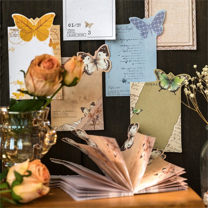 [Butterfly Mark] Retro ins style plan list message note note paper sticky note cute notebook - Sticky Notes & Notepads - Paper 