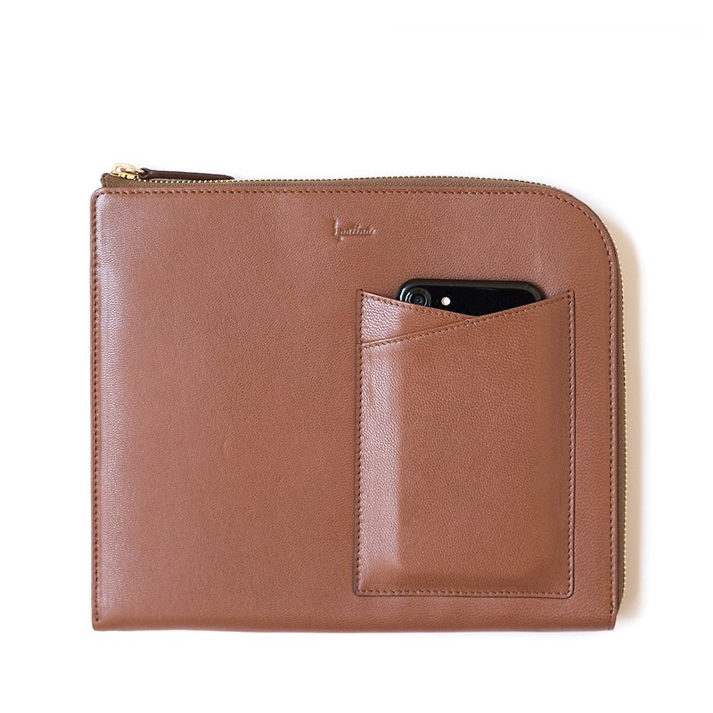 Patina leather handmade custom laptop clutch - Clutch Bags - Genuine Leather Multicolor
