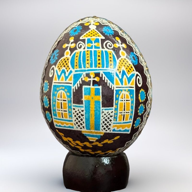 烏克蘭復活節彩蛋 純手工彩繪雞蛋殼 胡特爾式彩蛋 - 擺飾/家飾品 - 其他材質 黑色