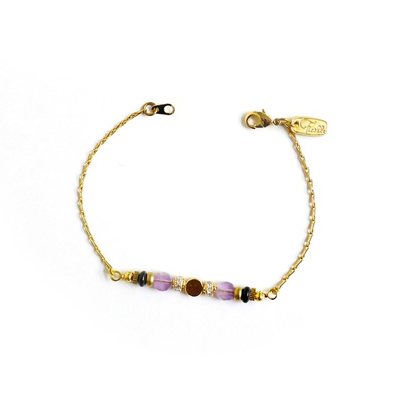 Ficelle | handmade brass natural stone bracelet | [Amethyst] star track dance - Bracelets - Gemstone 