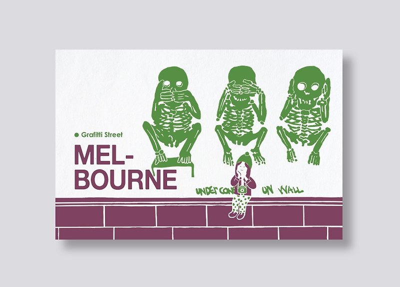 little ship - Travel illustration postcard Melbourne series │Grafitti Street - Cards & Postcards - Paper Purple