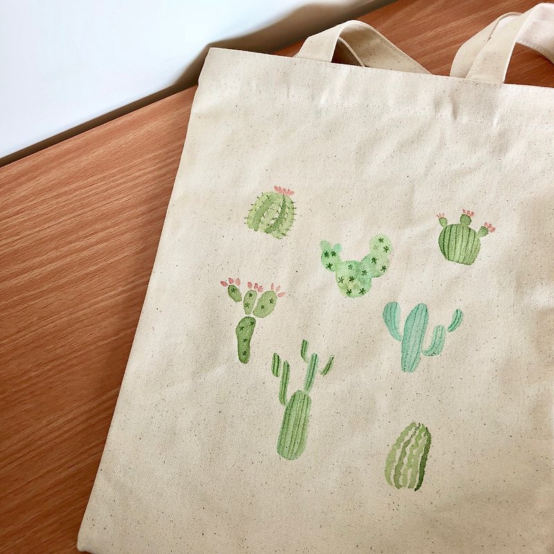 Hand-drawn bag(cactus) - Handbags & Totes - Other Materials Green