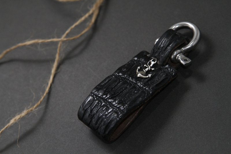Genuine crocodile leather key chain - Keychains - Genuine Leather Black