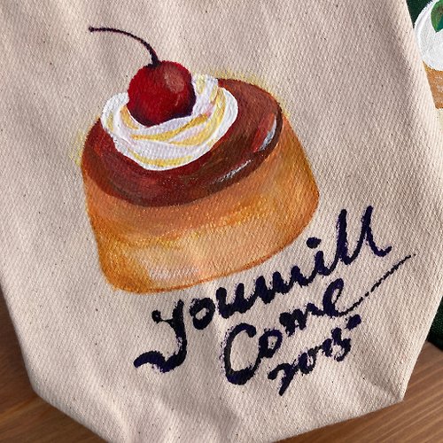 Hand Painted Dessert Beverage Bag With Buckle/Coffee Pudding