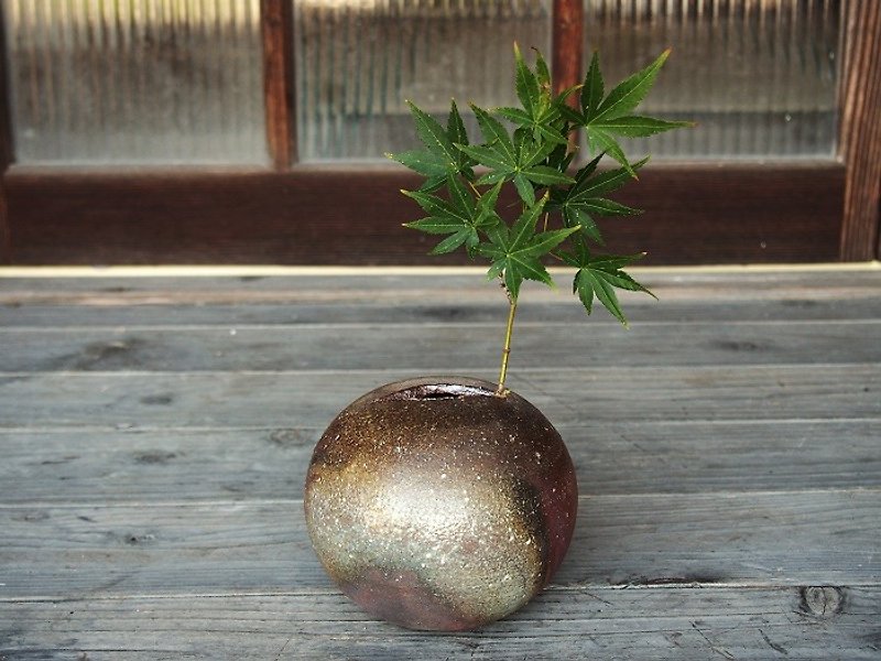 Bizen one-wheel insertion 【Tama · Large】 _h2-044 - Plants - Pottery Brown