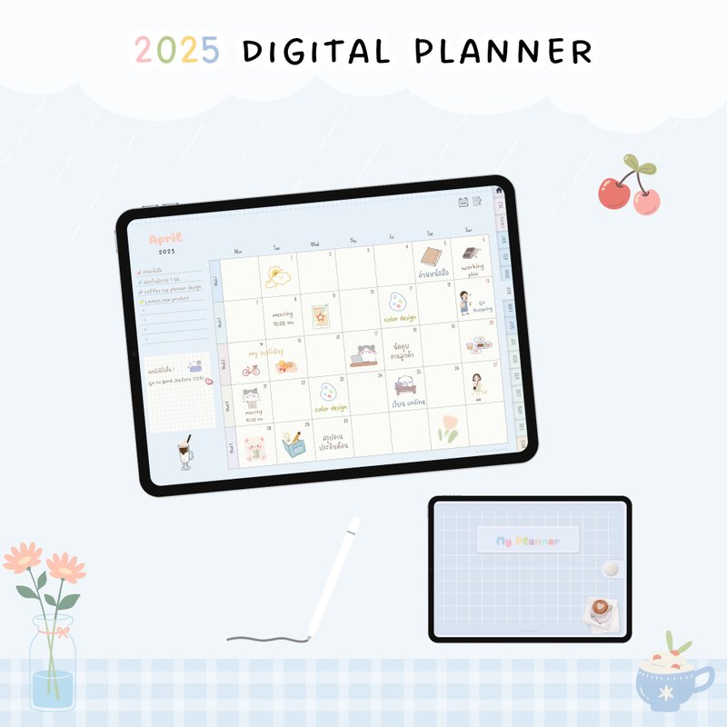 2025 Digital Planner | Goodnotes | Minimal Planner | iPad Planner | Light Blue - ดิจิทัลแพลนเนอร์ - วัสดุอื่นๆ 