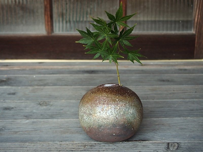 Bizen to put in one wheel 【Tama · Large】 _ h 2 - 043 - Plants - Pottery Brown