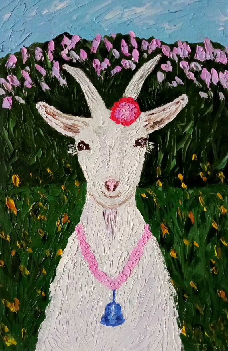 Original oil painting Elegant goat. 30x20 cm. Unframed. - 壁貼/牆壁裝飾 - 其他材質 