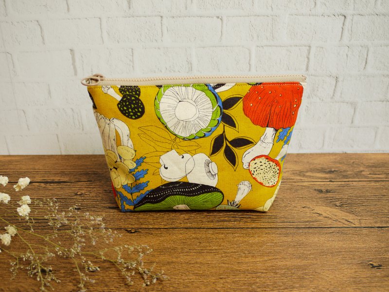 Zipper cosmetic bag ::: Mushroom - Toiletry Bags & Pouches - Cotton & Hemp Orange