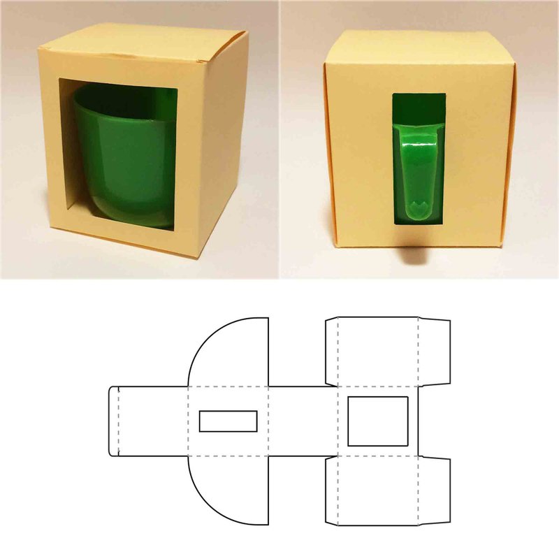 Mug box template, cup box, mug gift box, cup gift box, coffee mug box, Cricut - 圖文模板設計 - 其他材質 