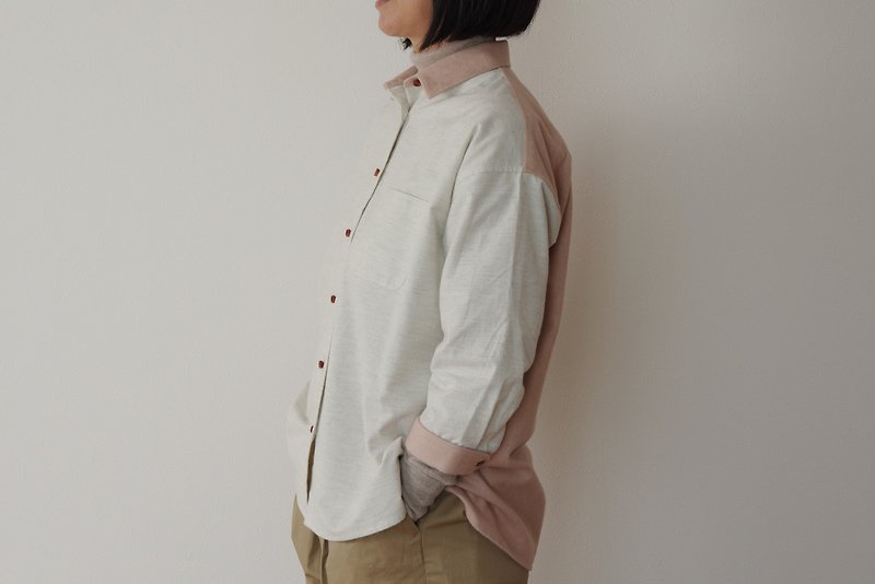 Acorn dyeing flannel  Relaxation shirt - เสื้อเชิ้ตผู้หญิง - ผ้าฝ้าย/ผ้าลินิน สีนำ้ตาล