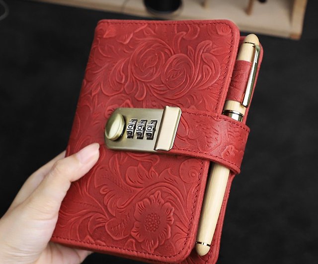 Vintage Leather Journal Diary with Lock 3 Digit Code Secret