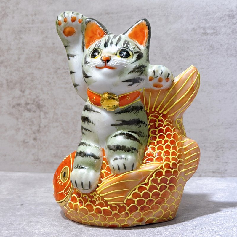【灰紋祥瑞】日本九谷燒招財貓 |  灰紋鯛 - 擺飾/家飾品 - 瓷 多色