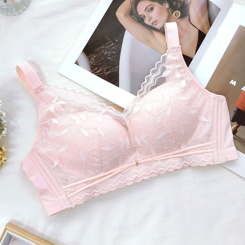 Pink Lady Wireless BC Cup Far Window Flower View Uniform Slightly Thickened Cup Smooth Side Panel Bra - Women's Underwear - Other Man-Made Fibers Pink