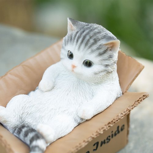 猫の置物　７点 デバリエ【正規品】ca237-s 猫の置物 サバトラ 小物入れ レジン製